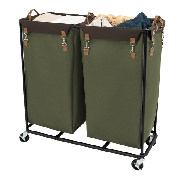 StorageWorks 390L Extra Large Lanudry Hamper with Wheels, 2 Sections