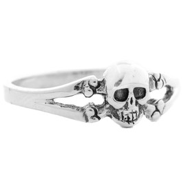 Windalf Ladies Witcher Ring SKULT 7mm Skull Alchemist Silver Ring 925 Sterling Silver, Fabric, No Gemstone