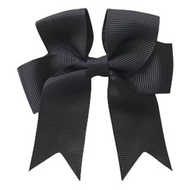 Black Hair Bows Clips Slides Grips 3" inch Long Tail Cheer Style Vibrant Woman and Girls Hairbows 10pcs
