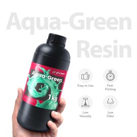 Phrozen Aqua Resin for 3D Printing, 405nm UV-Curing Photopolymer, Low Shrinkage, High Precision, Low Odor, Vivid Color, Non-Brittle, Fast Curing for LCD/DLP/SLA Printers (Green, 1KG)