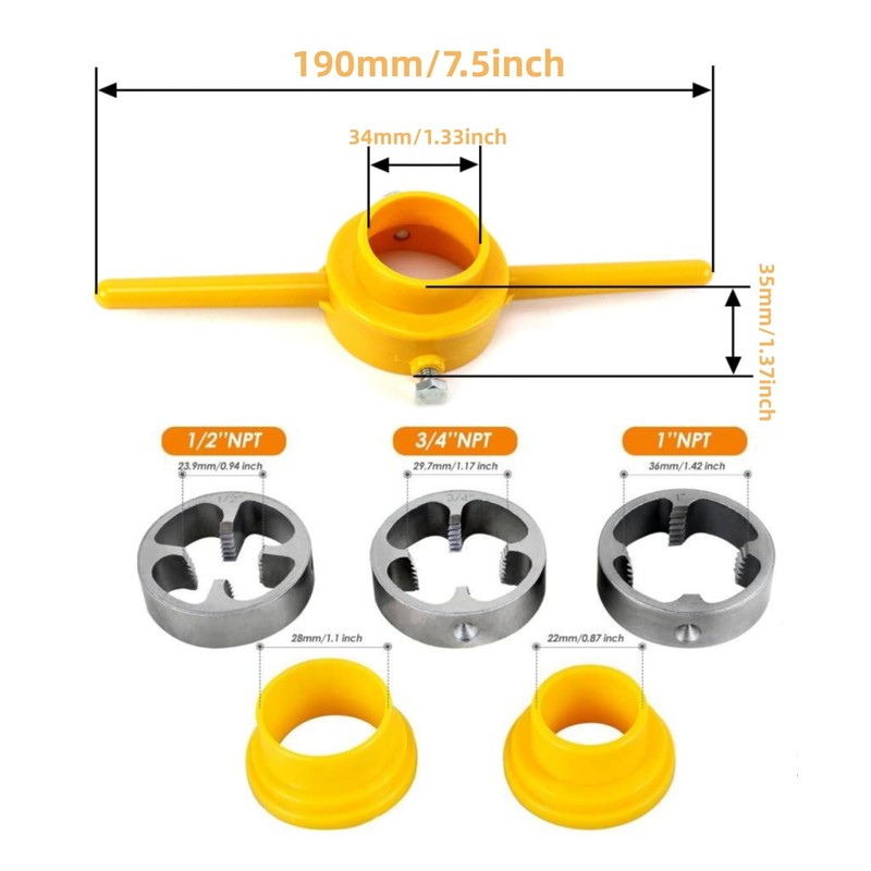 NestNook 6 Pcs NPT Die Thread Maker Tool Kit for