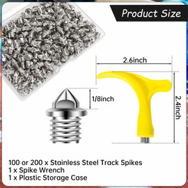 1/8 Inch Track Spikes,200Pcs Stainless Steel Pyramid Shoe Spikes with Spike Wrench for Track and Cross Country,Replacement Spike Compatible with Sprint Sports Short Shoes