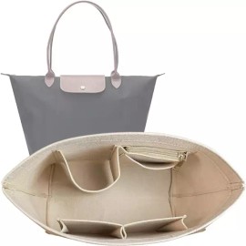 Lckaey 롱샴(작은) 짧은 손잡이 핸드백을 위한 Lckaey 지갑 정리함 삽입물 1012Beige-S [Large] Longchamp (Small) Short Handle Handbag Lckaey Wallet Organizer Insert 1012Beige-S [Large]