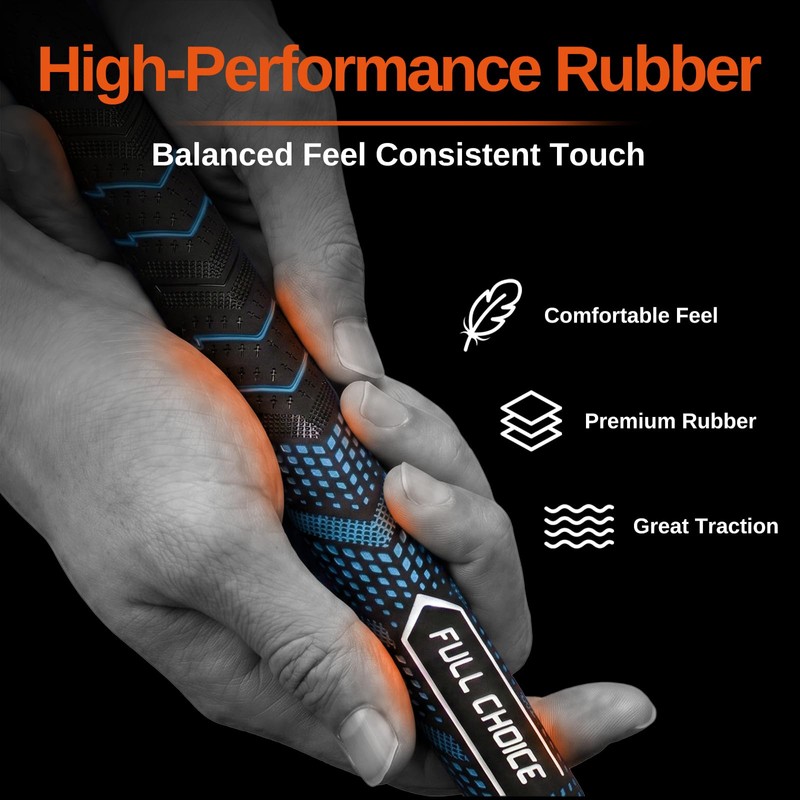 Full Choice Rubber Golf Grips 13 Pack, High Traction, Non-Slip,