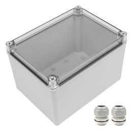 LeMotech Junction Box IP67 Waterproof Dustproof Electrical Box Project Box DIY Enclosure Gray with Transparent Clear Cover, External Size 7.9x5.9x5.1in (200x150x130mm)