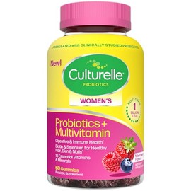 Culturelle Womens Probiotic + Multivitamin Gummies, Mixed Berry, 60 Ct | Multi-Strain Probiotics + Biotin & Selenium For Digestive, Immune, Hair, Skin