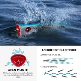 THKFISH Topwater Fishing Lures GT Popper Fishing Lure Saltwater Fishing Lures Tuna Popper Lures BlueLaser PurpleLaser GreenLaser 3pcs