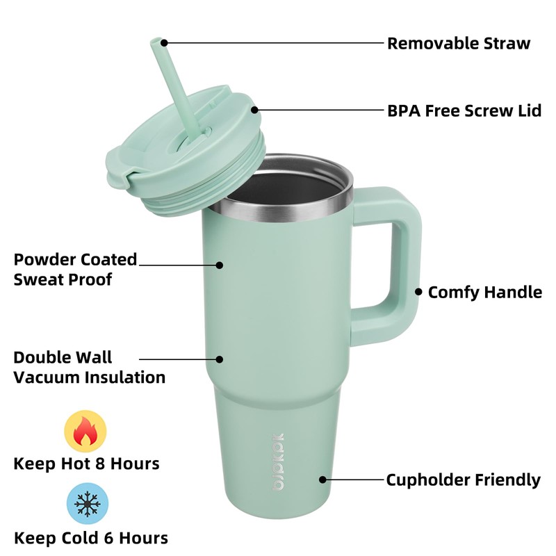 BJPKPK Insulated Tumblers With Handle And Straw 30 oz Stainless