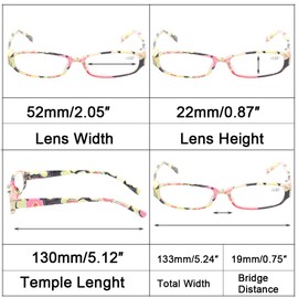 Kerecsen Reading Glasses 4 Fashion Women Eyeglasses With Floral Design Classic Spring Hinge Readers (2.25, 4 Pack Mix Color)