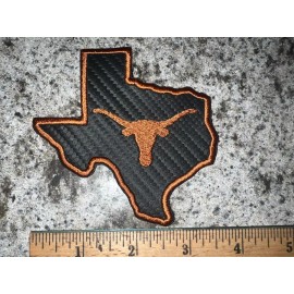 CUSTOM MADE Embroidered Texas Longhorn Carbon Fiber Patch Iron On and/or Sew On