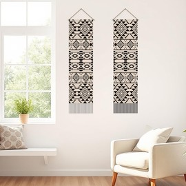 SUPERDANT Aztec Pattern Tapestry Modern Aesthetics Wall Art Tapestry Wall Blanket Long Tapestry Wall Hanging Pack of 2 Tapestries with Tassel Design for Living Room Bedroom Dorm Backdrop Decorations