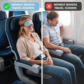 Rovista Self-Inflating Airplane Seat Cushion for Long Flights – Portable Travel Cushion Airplane Seat - Memory Foam Travel Seat Cushion Providing Pressure Relief and Premium Comfort (Grey)