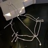 NAISKA Silver Rhinestone Layered Head Chain Jewelry for Women Long