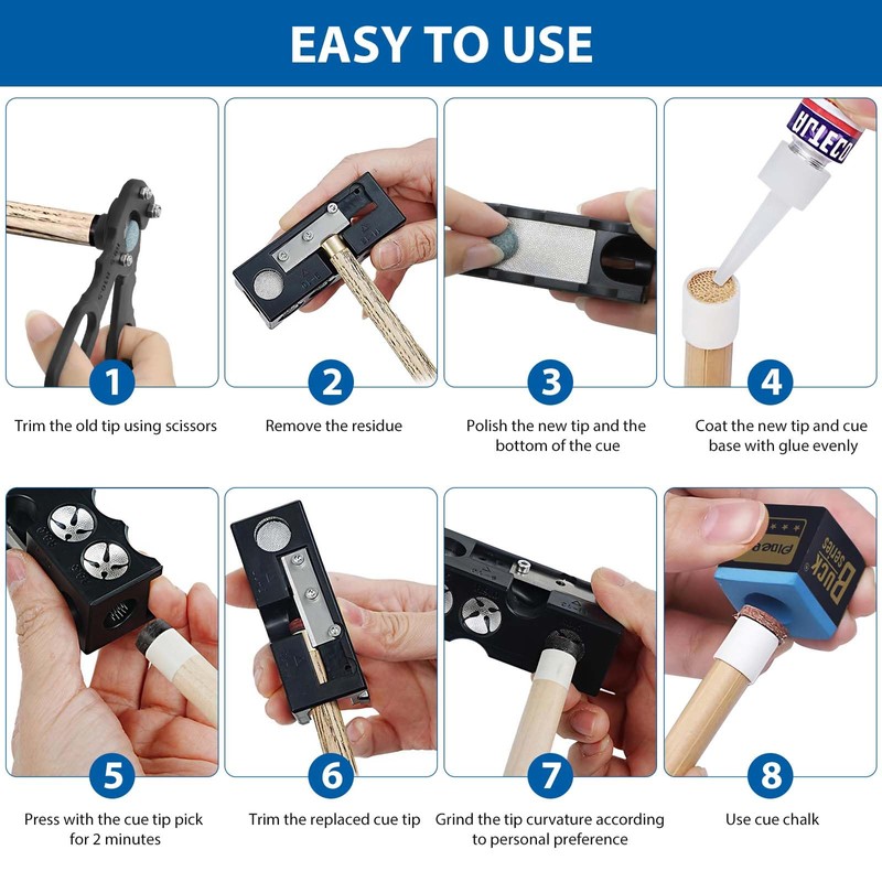 Eikovia 11-in-1 Billiards Pool Cue Tip Shaper, Pool Cue Tips