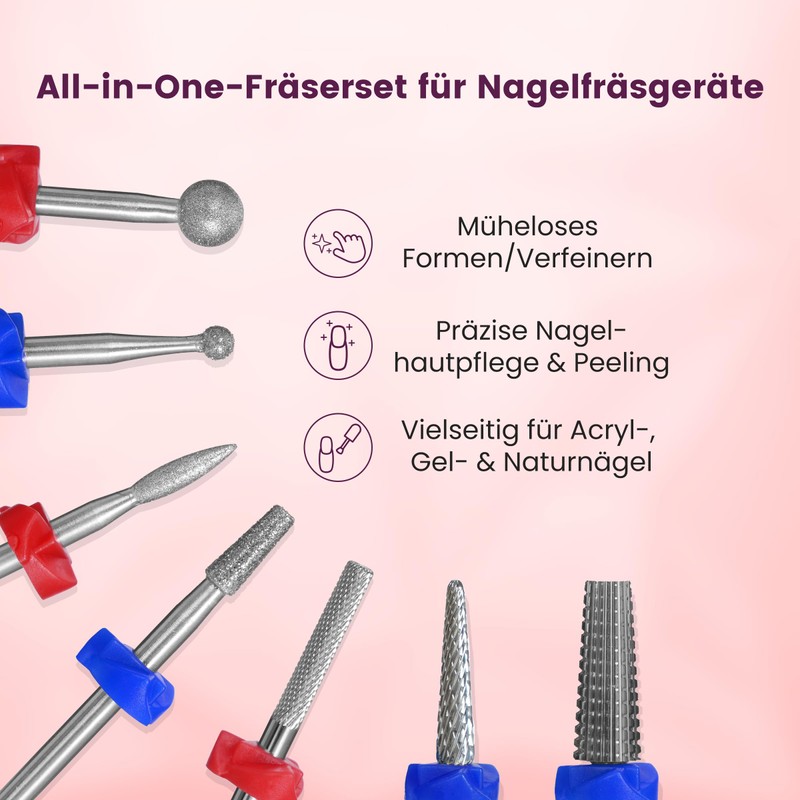 Delanie Professional 7 Piece Nail Drill Bit Set with Holder,