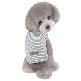 YBGGJO Striped T-shirt Tank Top for Small Dogs, Summer, Stylish, Cute, Soft, Cool, Hair Loss Protection, Dog and Cat Clothes, Pet Clothes (Gray, L)
