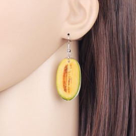 NEWEI Acrylic Raspberry Earrings Dangle Ginger berry Charms Pineapple Fruit Jewelry for Women Accessories Charms Gifts (Hami Melon)