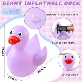 Hungdao 1 Pack 4 Feet Giant Inflatable Duck Huge Rubber Duck Large Blow up Pool Float for Summer Beach Swimming Pool Carnival Birthday Party Parade Decoration (Purple)