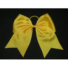 "Handmade" NEW "GOLD YELLOW" Cheer Bow Pony Tail 3 Inch Ribbon Girls Hair Bows Cheerleading