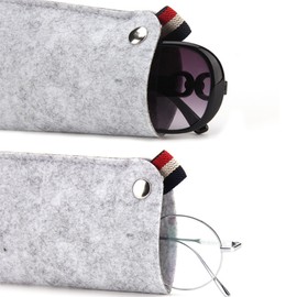 Niuhong 4 pieces soft portable glasses bag glasses bag sunglasses portable glasses case glasses case glasses protective glasses organiser felt glasses bag flat sunglasses bag, ['grey', 'black',