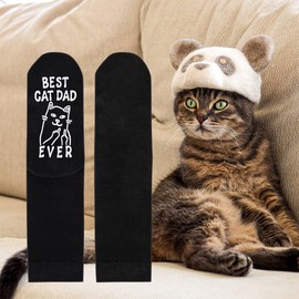 BEST CAT DAD EVER Socks for Dad Men - Funny Novelty Fathers Day Birthday Gifts for Him Cat Lovers Daddy Papa from Daughter Son - Fun Funky Happy Valentines Socks Gift Ideas Christmas Stocking Fillers