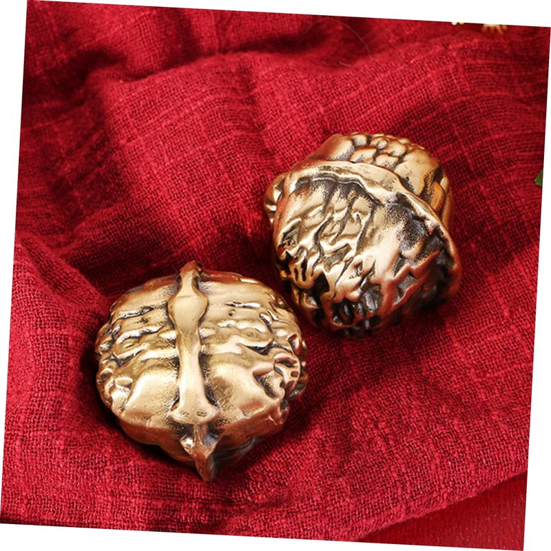 KONTONTY Chinese Walnut Exercise Balls Hand Grip Strengthening Balls Brass