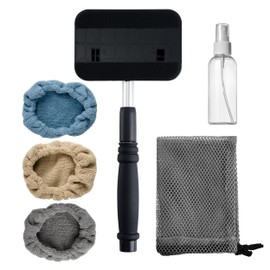 Polyte Pivoting Windshield Glass Cleaning Tool Extendable Aluminum Handle w/3 Premium Microfiber Covers