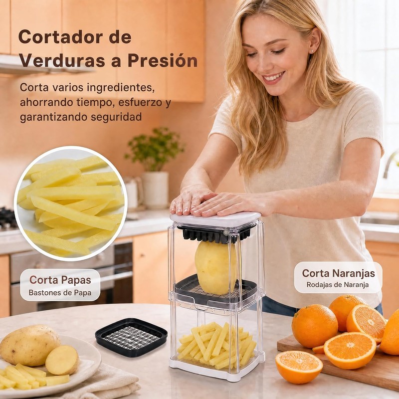 Cortador y Picador de Verduras 3 en 1 con 2
