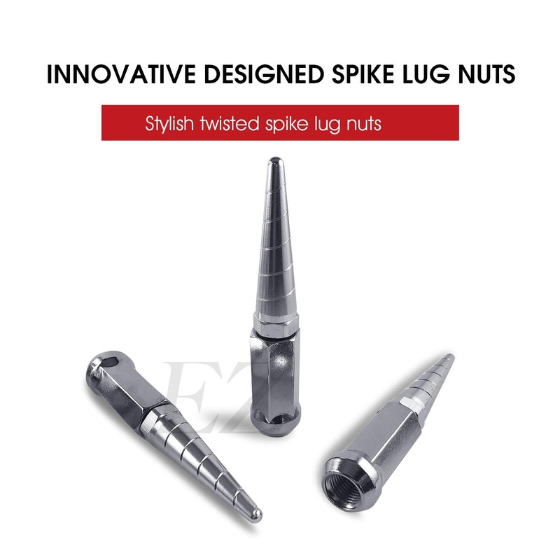 20 Twisted Spike Lug Nuts Installation Kit 9/16" Chrome