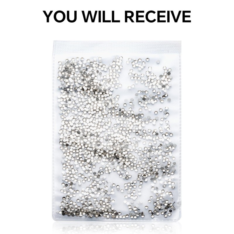 1440Pcs White Crystal Rhinestones,Glass Flatback Gems Small for Nail Face