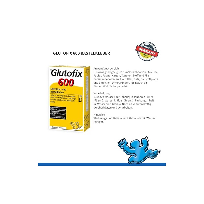 Glutolin Glutofix 600 – Colla trasparente per etichette e lavoretti,