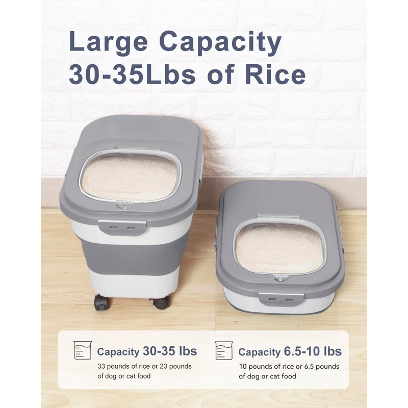 DDMOMMY 20-30 Lbs Rice Storage Container,Collapsible Food Storage Containers with