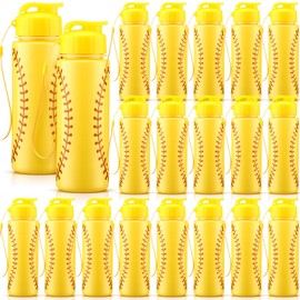 Mifoci 20 Pieces Sports Water Bottle Bulk 17 oz Reusable Plastic Biking Water Bottle Tumbler Adults Reusable Large Water Bottles with Leak Proof Flip Top for Party Outdoor (Softball)