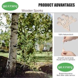 YANPROG Mini Wooden Sporks Disposable 4" Small Wooden Fork Spoon 100 Pcs Biodegradable Compostable Birchwood Mini Forks for Parties, Weddings, Camping