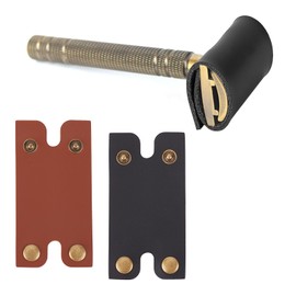 NICENEEDED Leather Razor Case, Double Edge Razor Head Protective Sheath, Razor Blade Protection for Safety Razors, Razor Head Cover for Travel