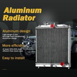 Radiator 3 Row Aluminum Radiator Compatible with 1988-2000 Honda Civic Civic del Sol CRX 1.5L 1.6L l4 /Compatible with Acura Integra 1.8L l4 1994-2001