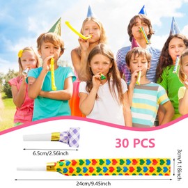 30 PCS Party Blowers Whistles, Colourful Party Blowers for Kids, Party Whistles Blowers Kids, Party Blowers for Adults, Blowers Noisemakers Birthday Party, Anniversary, Graduation, Wedding, Christmas