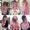 TOFAFA 22 Inch Colored Hair Extensions,Pink Color Long Straight Highlights