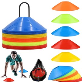 Kiuiom Marking Plate for Training in Football, Sports Cone, Marker Cones Including Holder and Bag, Football Training Signs for Ice Skating, Handball, Coordination Training (5 Colours)