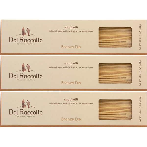 Dal Raccolto Bronze Die Cut Pasta, Spaghetti, 1 lb (Pack of 3)