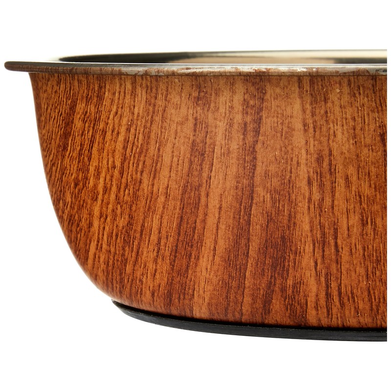 Rosewood Stylish Non Slip Wooden Effect Stainless Steel Dog bowl,