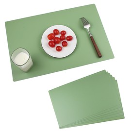 Plastic Sage Green Placemats Set of 6 Wipeable Tablemats for Dining Table Outdoor Indoor Waterproof Table Mats Rectangular Easy Clean Reusable Place Mats (6)