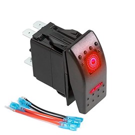 FXC FXC Rocker Switch 5Pin Laser On/Off Red LED Light 20A/12V 10A/24V Toggle Switch with Jumper Wires Set for Automotive Boat Marine Truck Jeep Off-Road Bus RV
