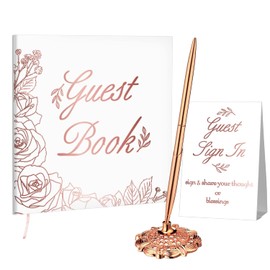 Junkin Libro de Invitados de Boda con Bolígrafo y Tarjetas de Mesa 9 x 9 Pulgadas Libro de Visitas Libro de Registro de 50 Hojas para Recepción de Bodas Libro de Recuerdos de Boda Fiesta (Clásico)
