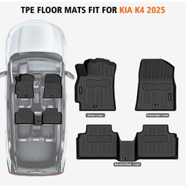 All Weather Floor Mats for 2025 Kia K4, TPE Rubber Floor Liners Anti-Slip Full Set Automotive Mats for 2025 Kia K4 Accessories