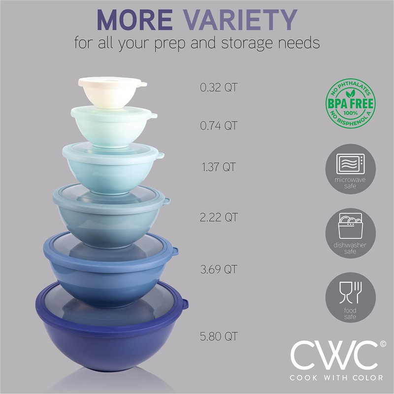 COOK WITH COLOR Mixing Bowls with TPR Lids - 12