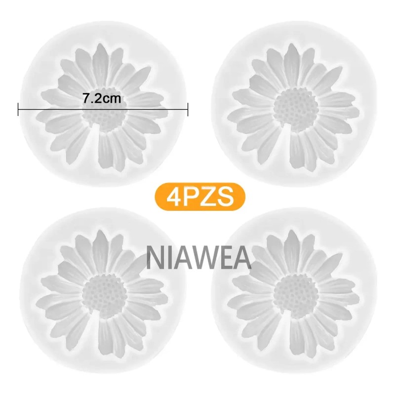 4pz Moldes De Silicon Flores Gerbera Adornos Velas Jabones