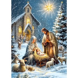 MXJSUA DIY Christmas Diamond Painting Kit for Adults, Nativity Full Drill Diamond Art Painting Kits for Beginners, Round Diamond Dots Art Painting Kits, 30x40cm