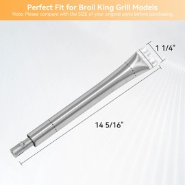 Grill Tube Burner Replacement Parts for Broil King Signet and Sovereign Gas Grills,14 5/16 x 1 1/4 inch Stainless Steel BBQ Burner Tubes Replacement for Broil King
