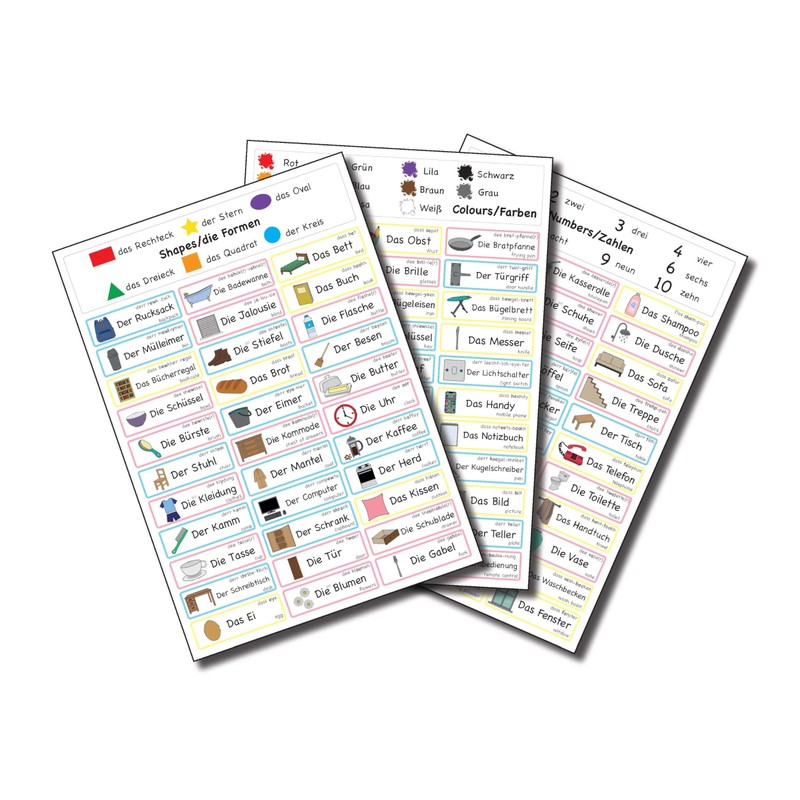 Lingui-Sticks Language Learning Stickers - Educational Stickers to Learn German